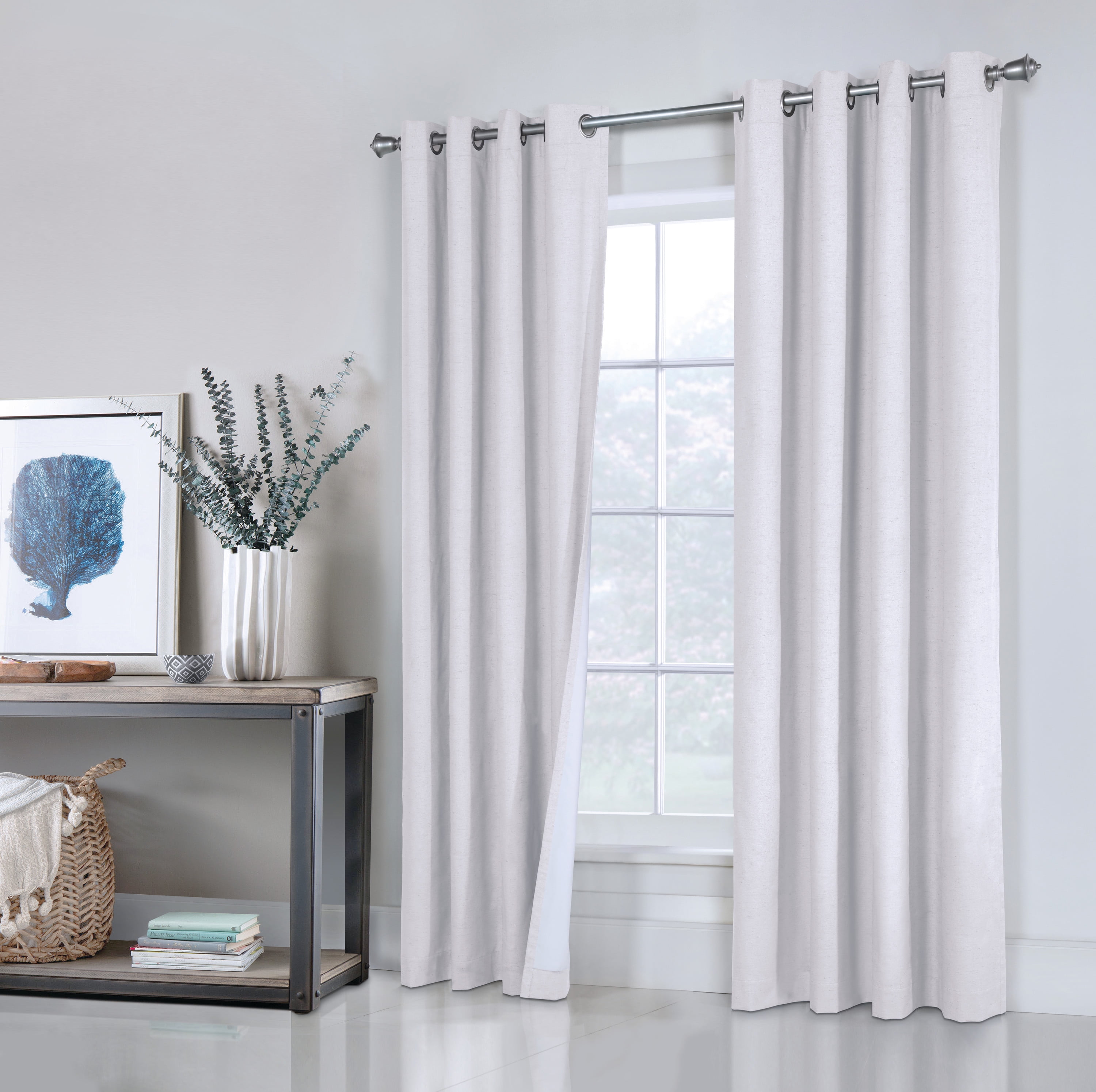 Vienna Total Blackout Foamback Grommet Curtain Panel Pair each 52" x 95" in White