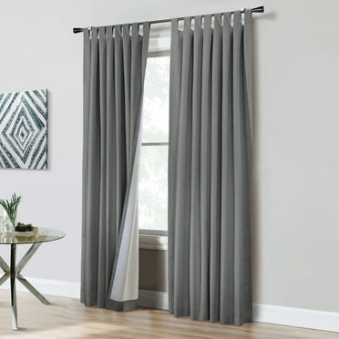 Vienna Total Blackout Foamback Tab Top Curtain Panel Pair each 52" x 63" in Dark Grey