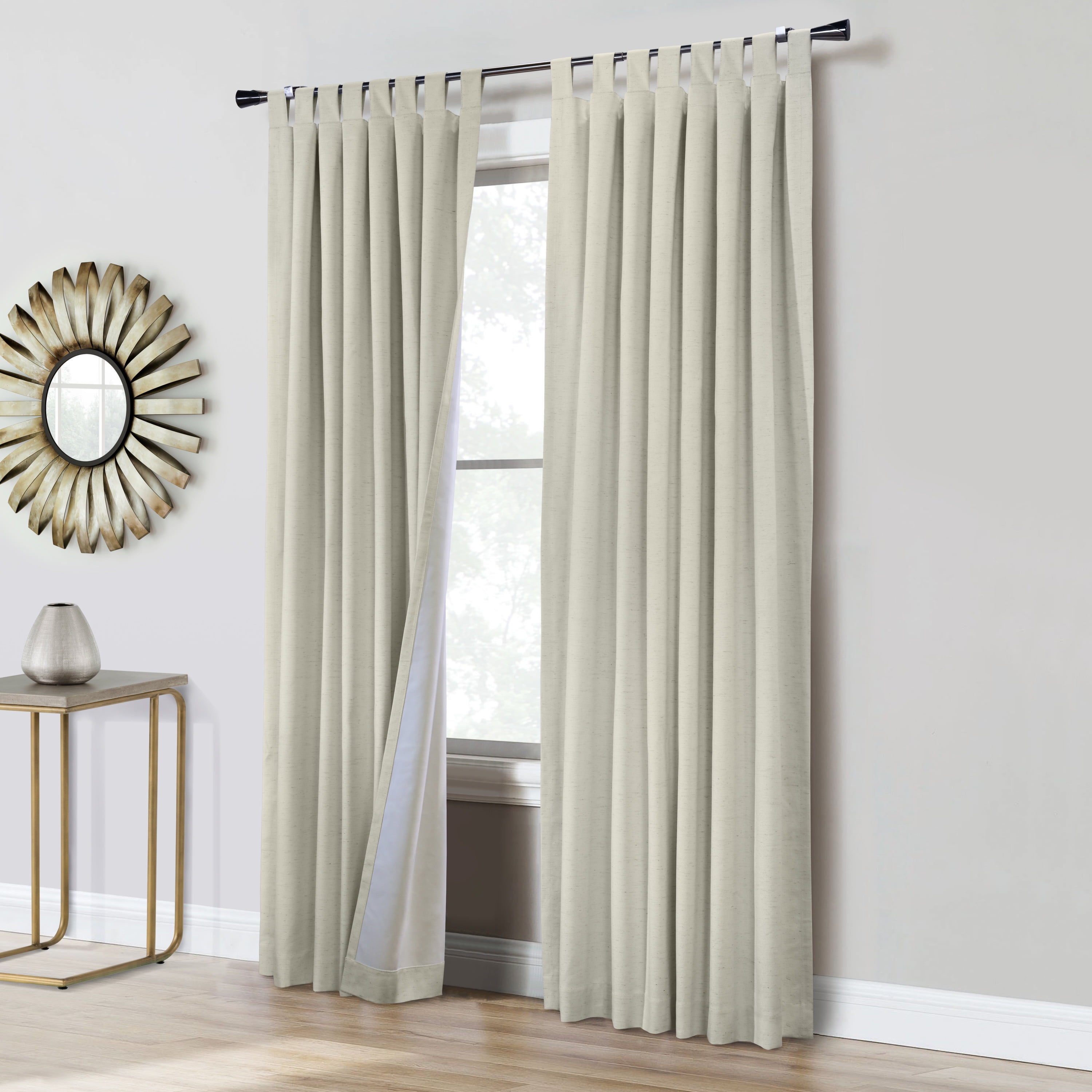 Vienna Total Blackout Foamback Tab Top Curtain Panel Pair each 52" x 63" in Natural