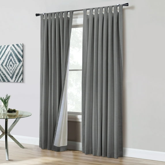 Vienna Total Blackout Foamback Tab Top Curtain Panel Pair each 52" x 84" in Dark Grey