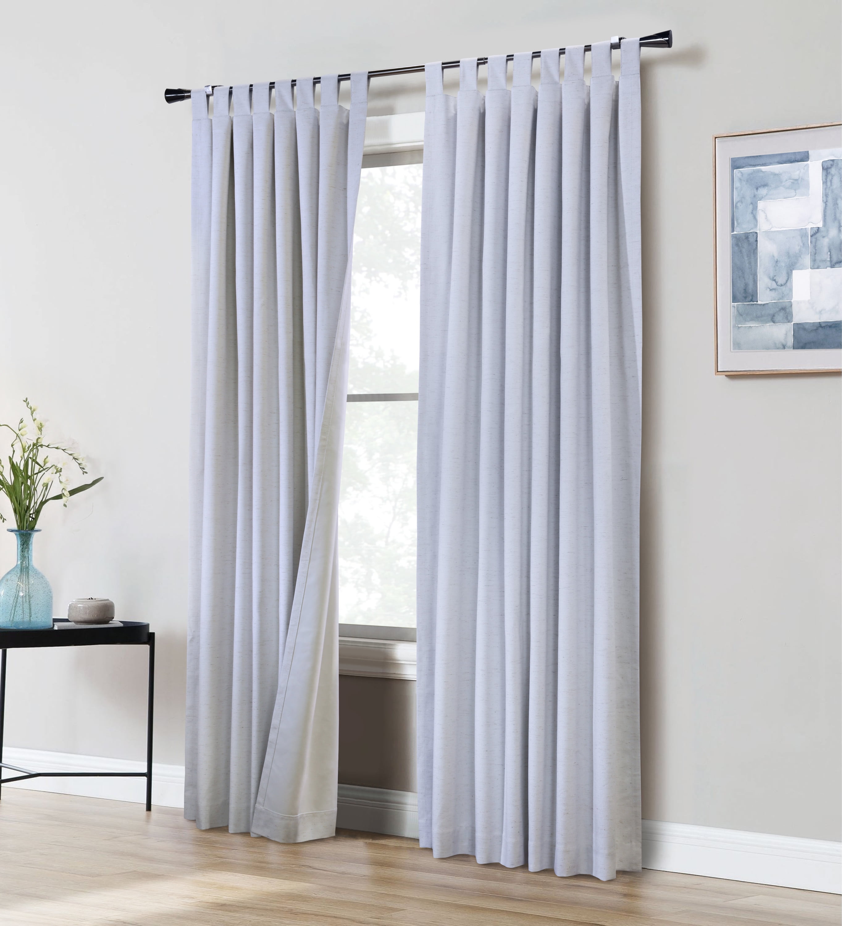 Vienna Total Blackout Foamback Tab Top Curtain Panel Pair each 52" x 84" in White