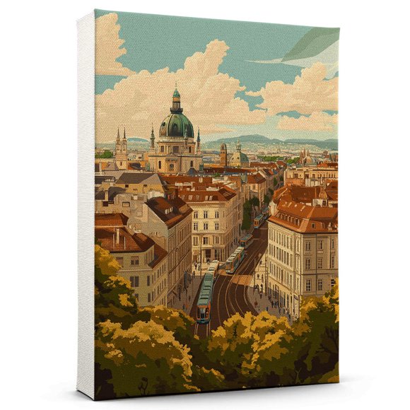 Vienna Travel Canvas, Vintage City Canvas Austria Canvas Wall Art, Vienna Canvas Colorful, Austria Picture Canvas - 104AZ1448