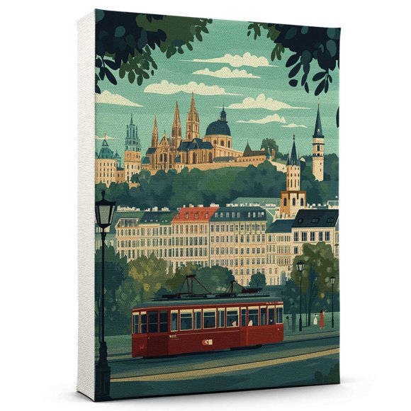 Vienna Vintage Travel Canvass, Austria Canvas Wall Art, Vienna Canvas Wall Art, Austria Wall Art Picture Print Decor - 105AZ1448