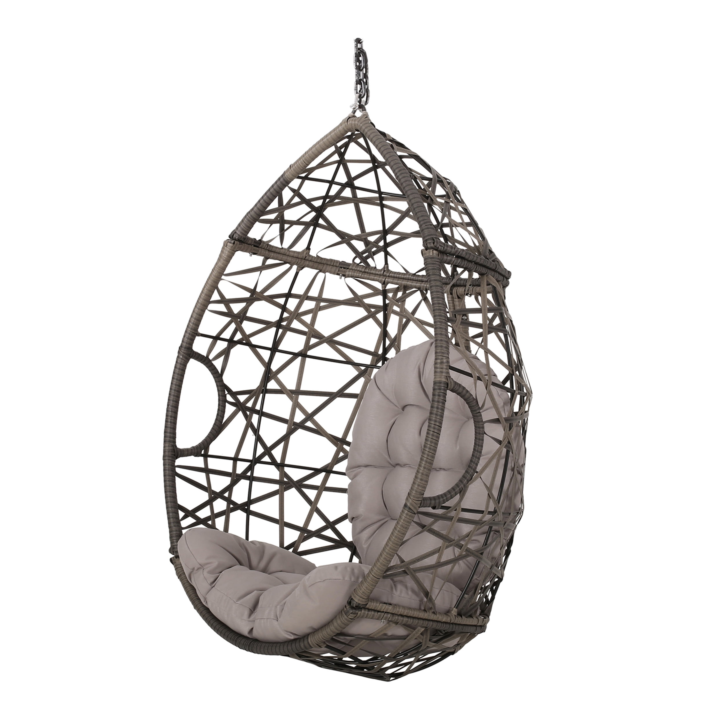 Vienna Wicker Outdoor Hanging Egg Chair, Gray