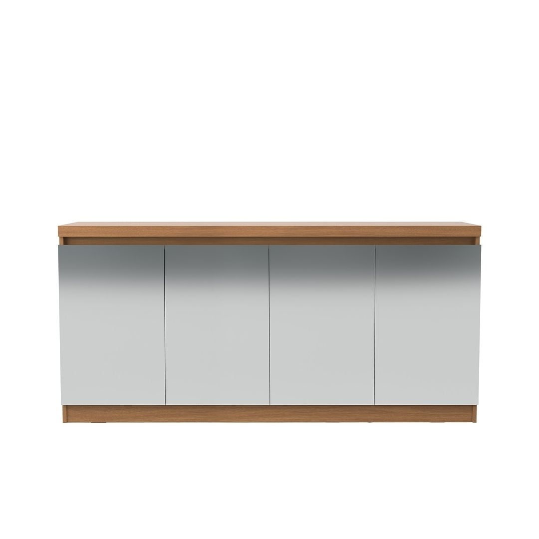 Maple Cream 62.99'' Mirrored 6-Shelf Modern Buffet Cabinet