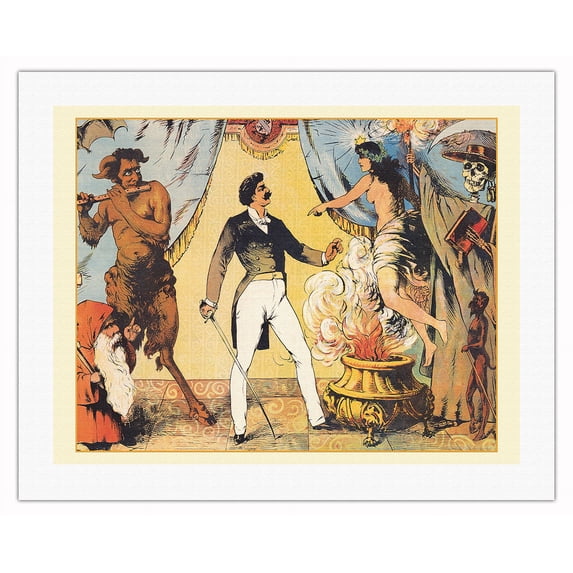 Viennese Phantasmagoria Theater Performance - Vintage Magic Poster c.1840 - Fine Art Rolled Canvas Print 20in x 26in