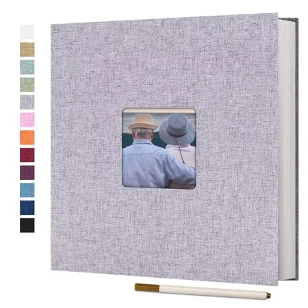 Vienrose Large Photo Album Self Adhesive for 4x6 8x10 Pictures Linen Scrapbook Album DIY 40 Blank Pages with A Metallic Pen