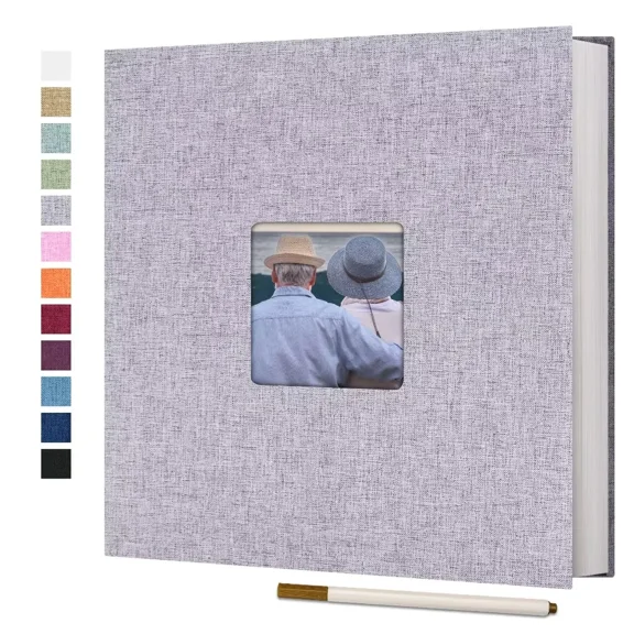 Vienrose Large Photo Album Self Adhesive for 4x6 8x10 Pictures Linen Scrapbook Album DIY 40 Blank Pages with A Metallic Pen