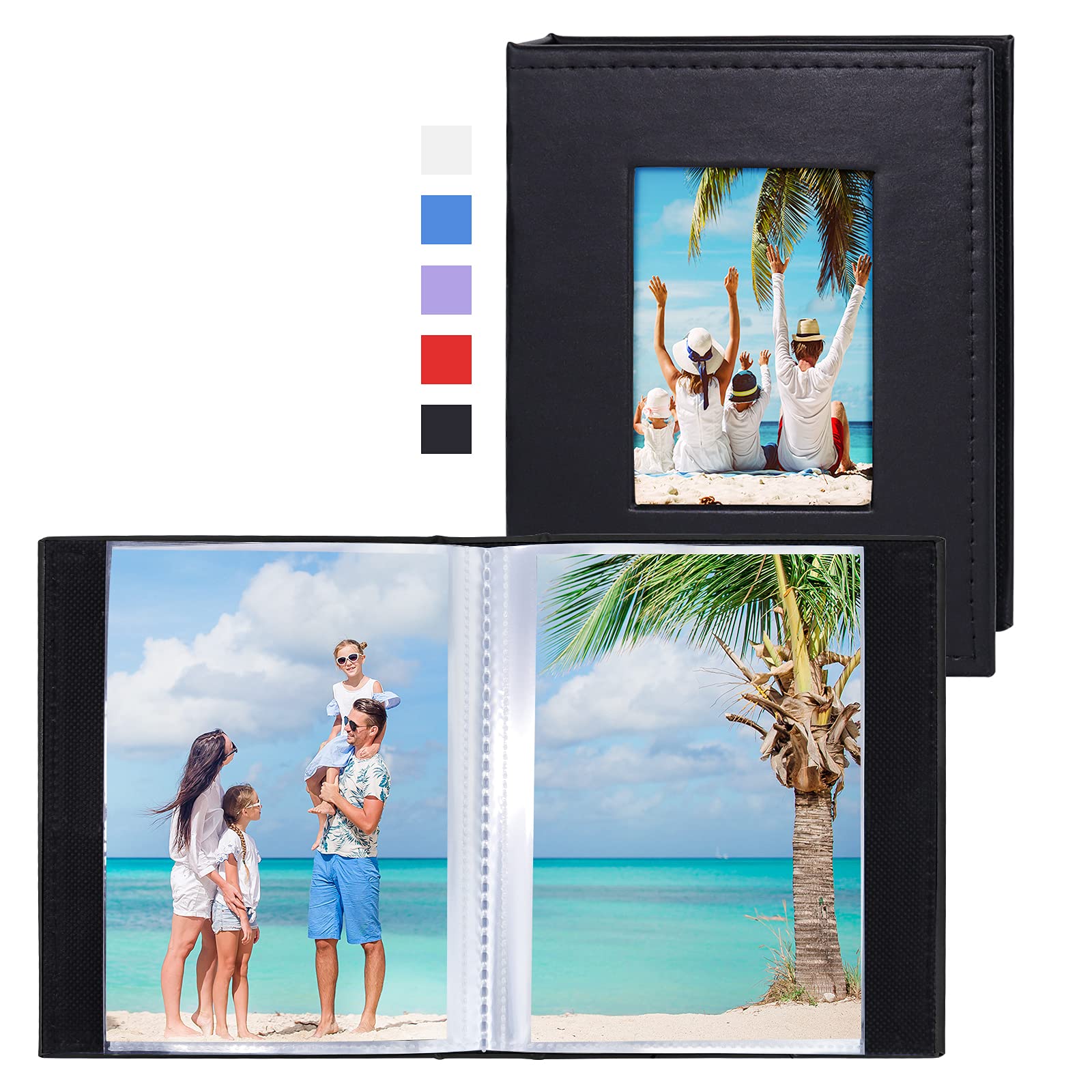 Vienrose Small Photo Album 4x6 Photos, 2 Pack Leather Cover Mini Photo