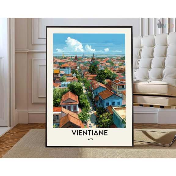 Vientiane Laos Capital City Poster, Unframed Paper Poster 8x10in
