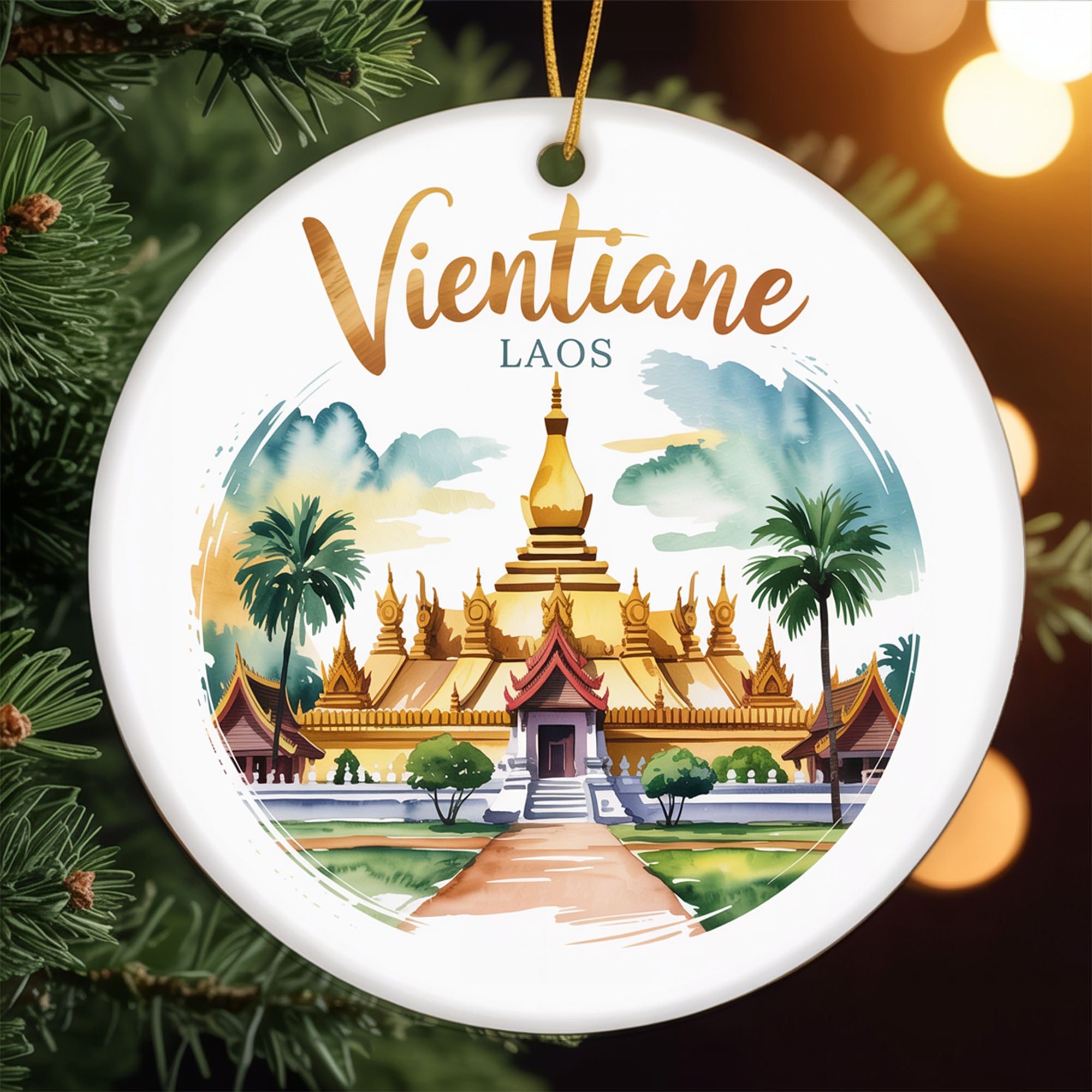 Vientiane, Laos Ceramic Ornament, Travel Souvenir - Personalized ...