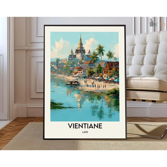 Vientiane Laos City Poster, Unframed Paper Poster 8x10in