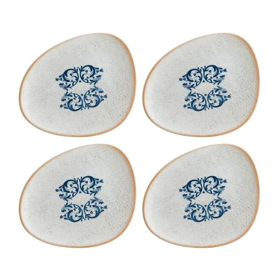 Viento 7.5" x 6" Organic Decorated Porcelain Plate (Set of 4)