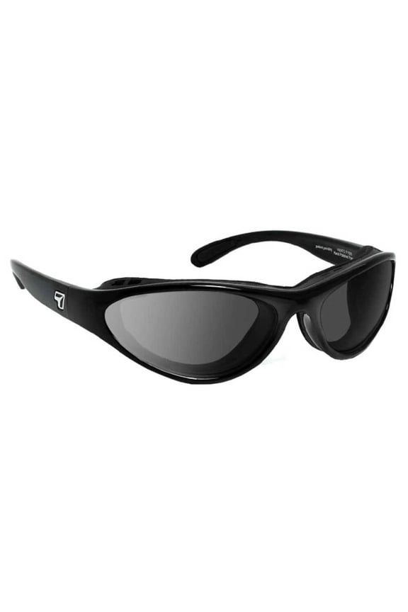 Viento Wind-Blocking Padded Sunglasses for Outdoors, UV400, Gray Lenses, Glossy Black, Small & Medium