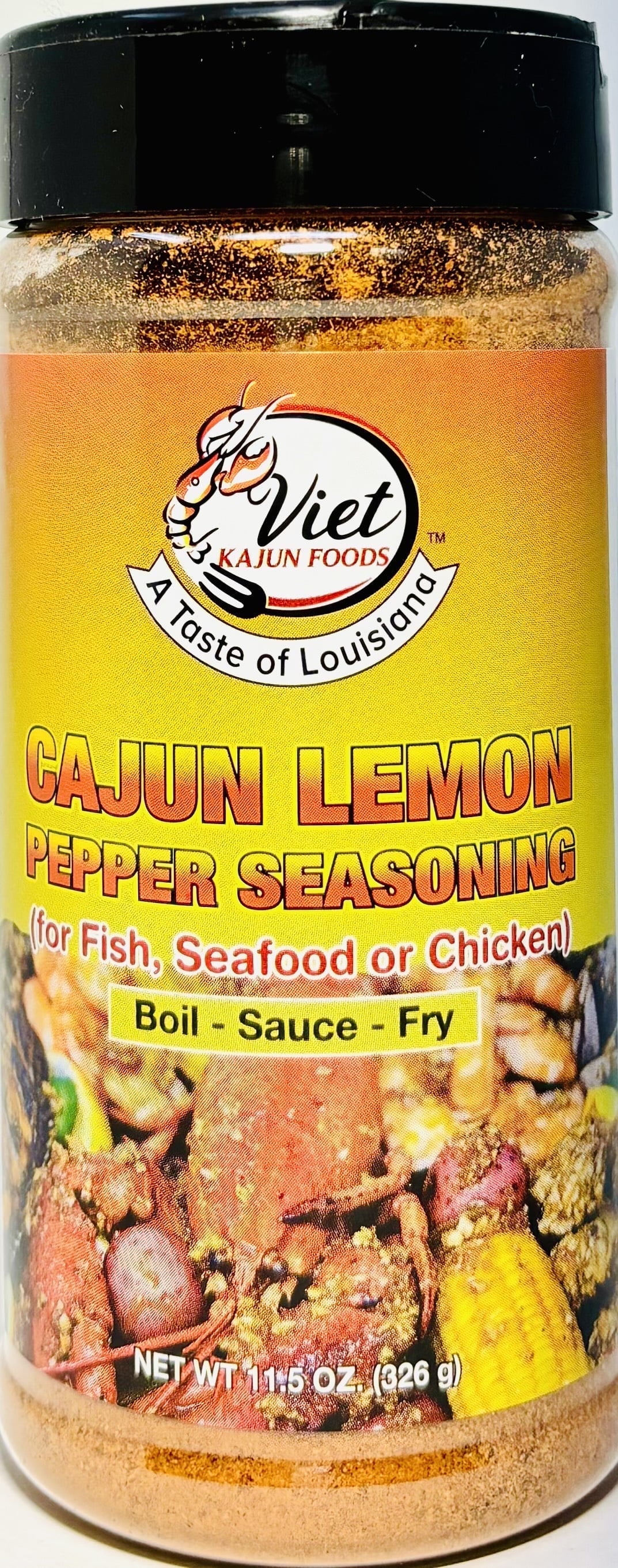Viet Cajun Lemon Pepper Seasoning for Seafood Boil, 11.5 oz, 1 pack, Made in USA