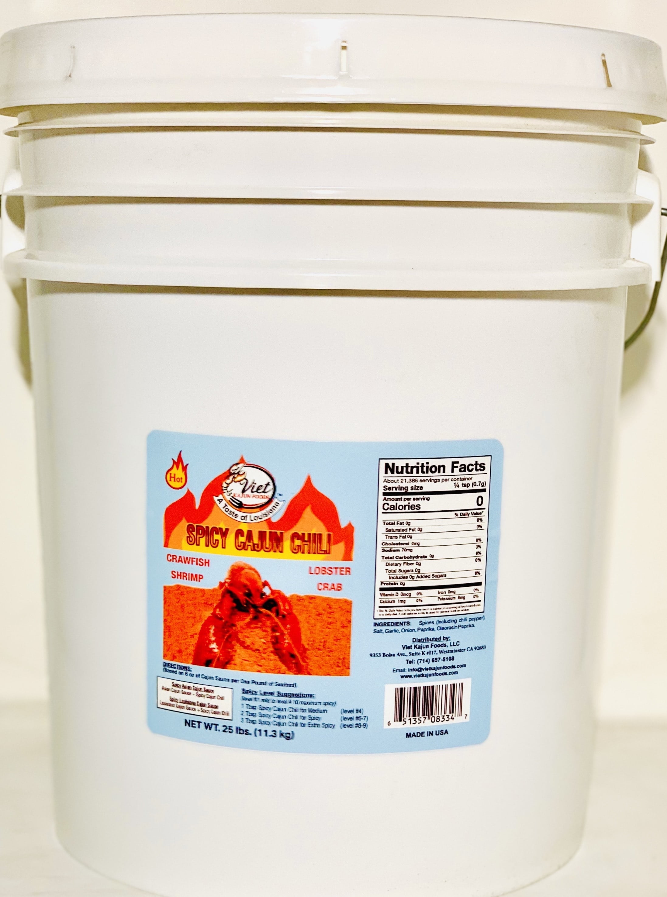 Viet Cajun Spicy Cajun Chili Boil Booster, 1 Pack, 5 Gallon, 25 lbs, Made in USA