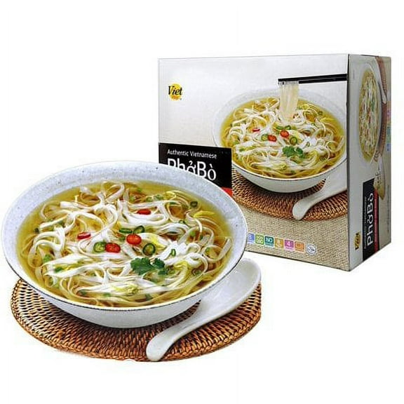Viet Way Authentic Vietnamese Pho Bo Rice Noodle Soup Bowl Beef Flavor Hot Sauce Included (Pack of 8)