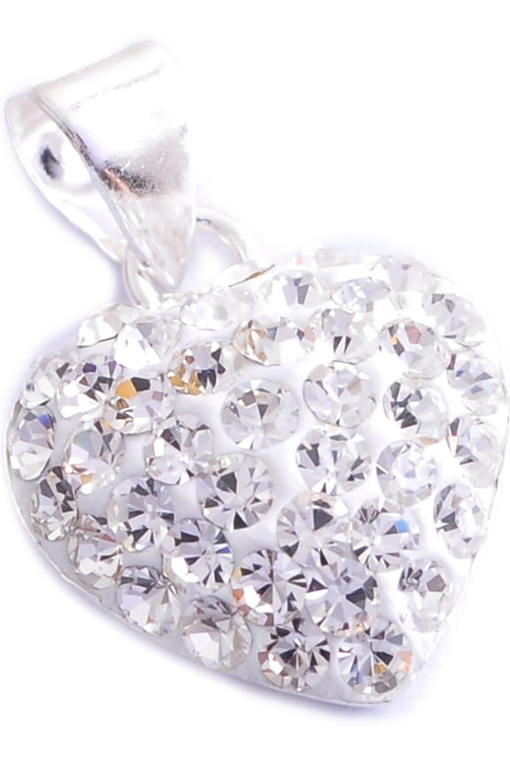 's 92.5 Sterling Silver Heart Love White Pendant Charm