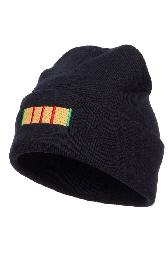 Vietnam Campaign Ribbon Embroidered Long Beanie - Navy OSFM