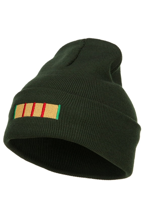 Vietnam Campaign Ribbon Embroidered Long Beanie - Olive OSFM
