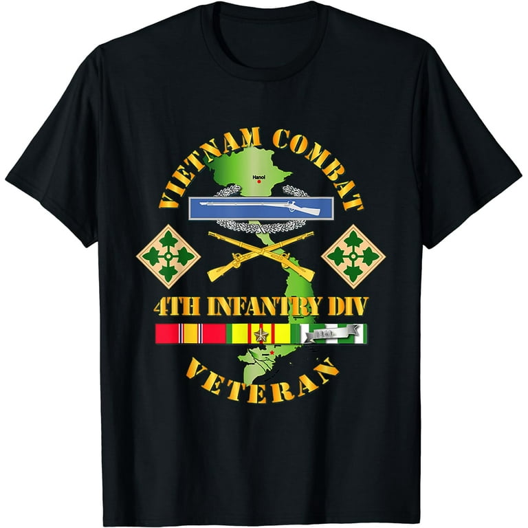 Vietnam Combat Infantry Veteran W 4th Inf Div Ssi V1 T-Shirt Vietnam Combat Infantry Veteran W 4th Inf Div Ssi V1 T-Shirt