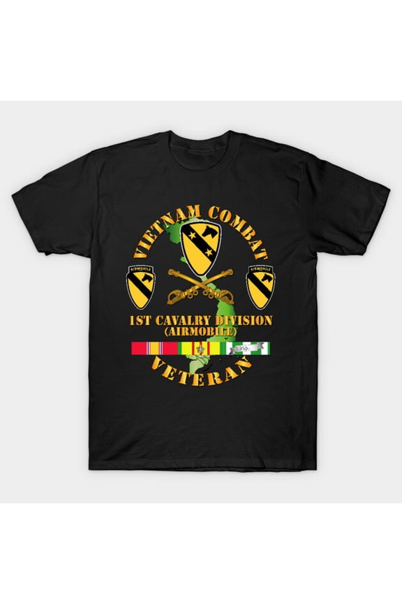 Vietnam Combat Veteran with 1st Cavalry Division DUI Military G1061 Unisex T-Shirt, Up to Size 5XL