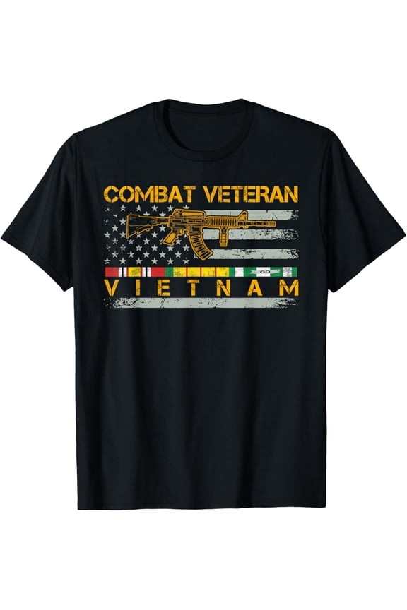 Vietnam Combat Veterans US Flag Vietnam War Military Veteran T-Shirt- Classic Unisex 100% Cotton Crew Neck T-Shirt Breathable Casual Everyday Wear Affordable Graphic Free shipping t shirts