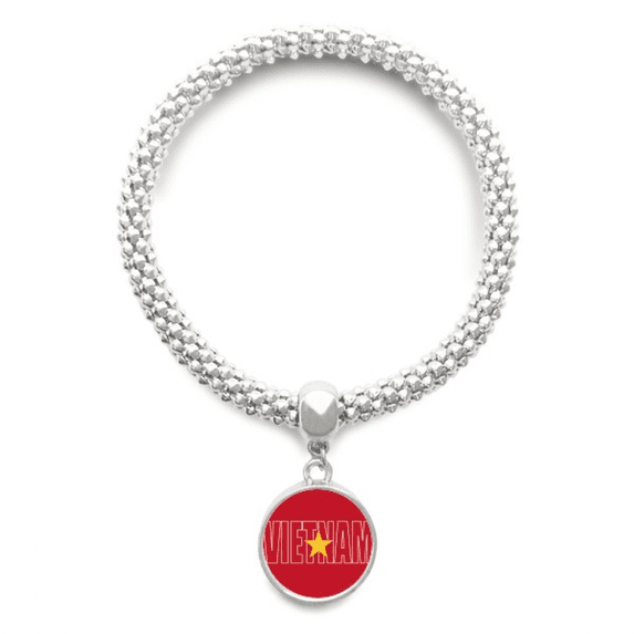 Vietnam Country Flag Name Sliver Bracelet Pendant Jewelry Chain Adjustable Bangle