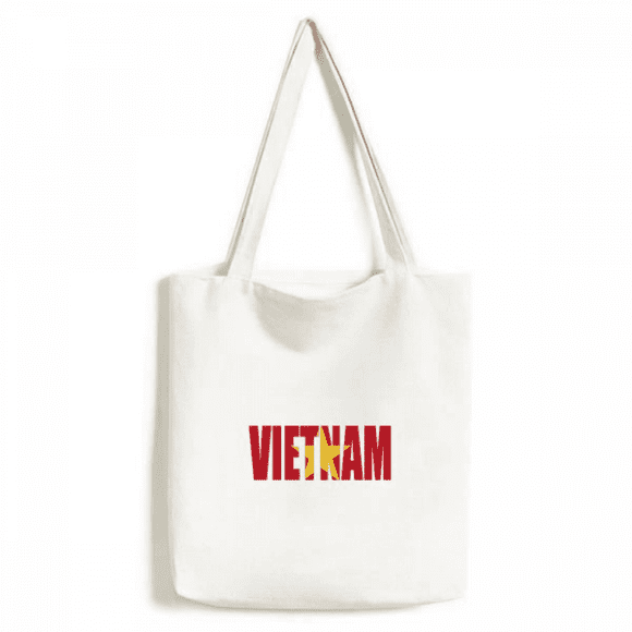 Vietnam Country Flag Name Tote Canvas Bag Shopping Satchel Casual Handbag