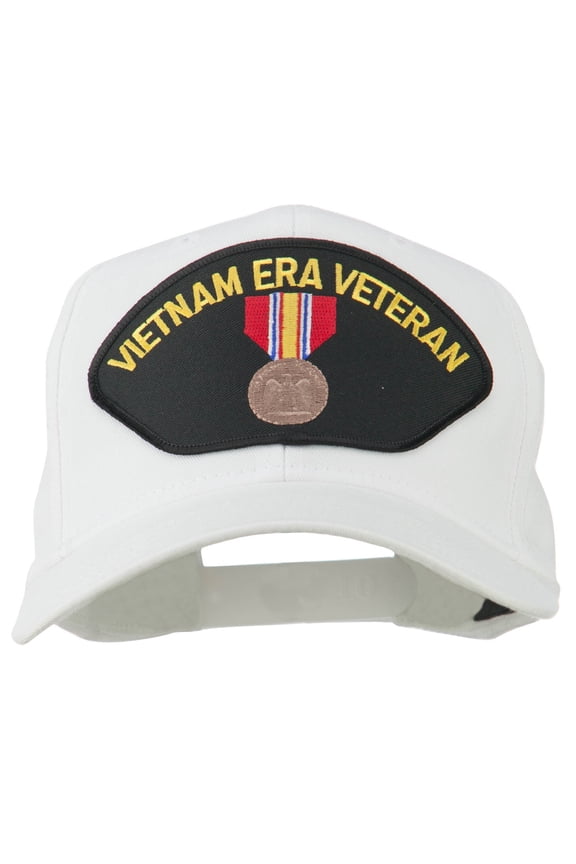 Vietnam ERA Veteran Patched Solid Cotton Twill Cap - White OSFM