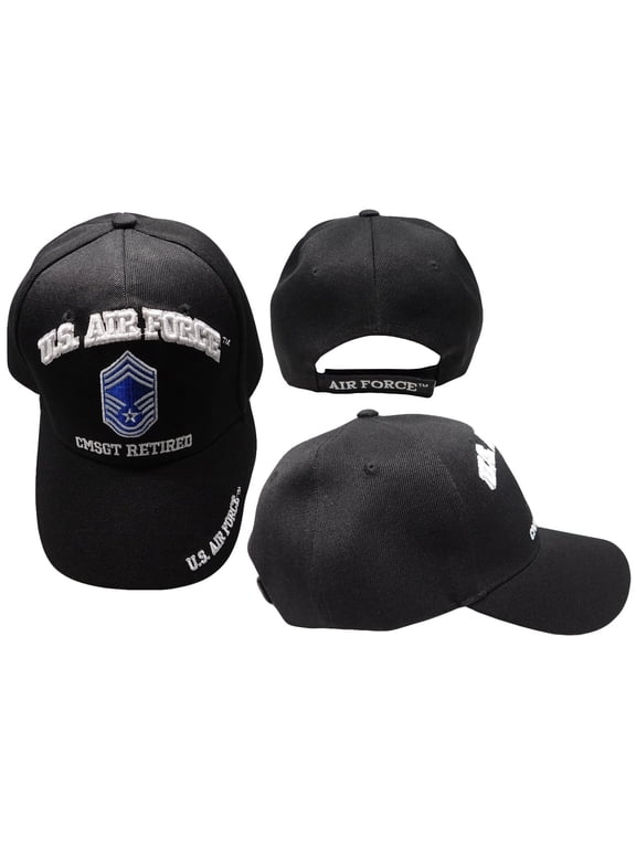 Black US Air Force CMSGT Chief Master Sergeant Retired Veteran Hat Ball Cap E9