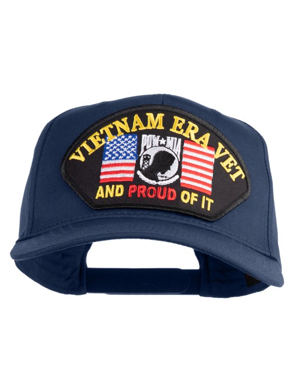 Vietnam Era Vet and Proud of It Patched Solid Cotton Twill 5 Panel Prostyle Snap Cap - Navy OSFM