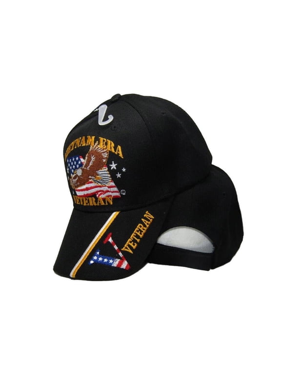 Vietnam Era Veteran Vet "V" War Embroidered Baseball Cap Hat Black