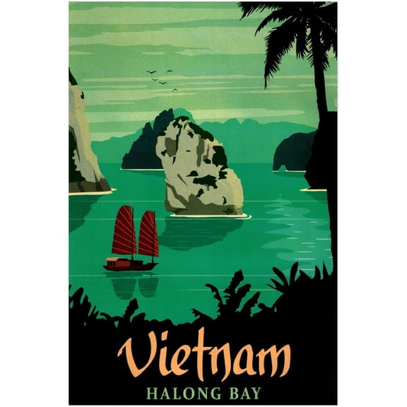 Vietnam - Halong Bay - Vintage Travel Poster (8x12Inches(US/CANonly))