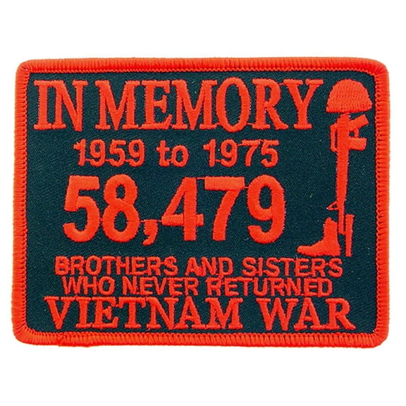 Eagle Emblems PM1345 Patch - Vietnam, In Memory - Red & Black - 4 x 3 in.