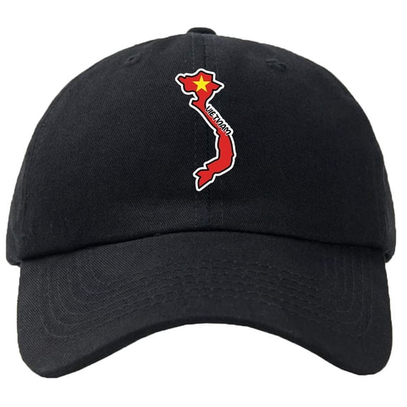 Vietnam Map Flag Baseball Cap Hat Hook & Loop Closure - Personalize it!