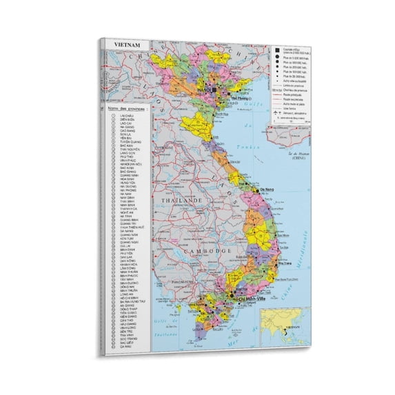 Vietnam Map Posters Poster Decorative Painting Canvas Wall Art Living Room Posters Bedroom Painting 20x30inch(50x75cm)