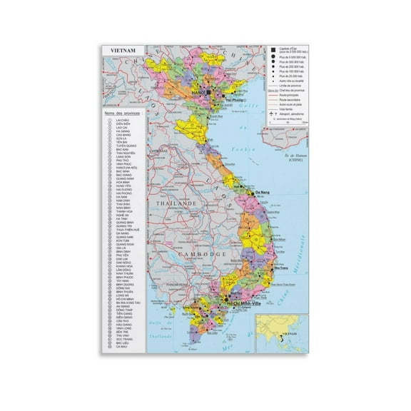 Vietnam Map Posters Wall Art Poster Gifts Bedroom Prints Home Decor Hanging Picture Canvas Painting Posters 08x12inch(20x30cm)