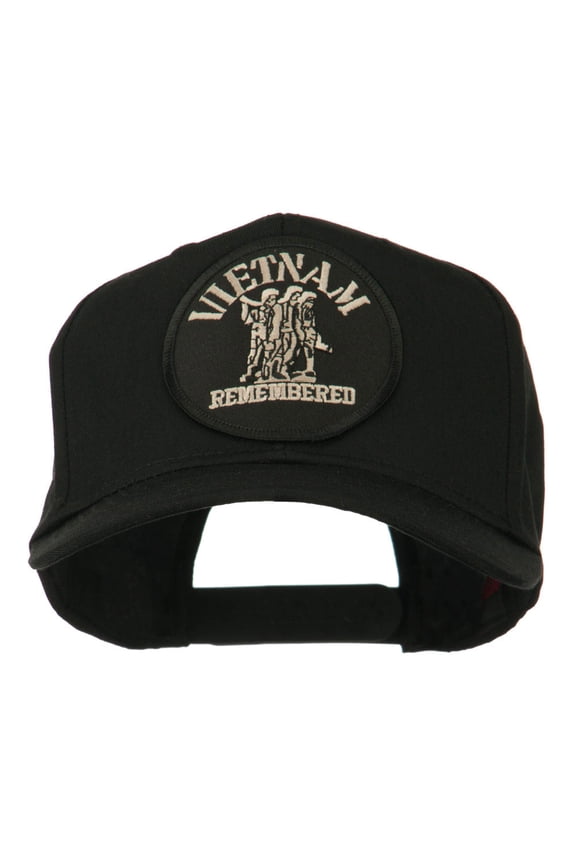Vietnam Remembered Military Patched High Profile Cap - Black OSFM