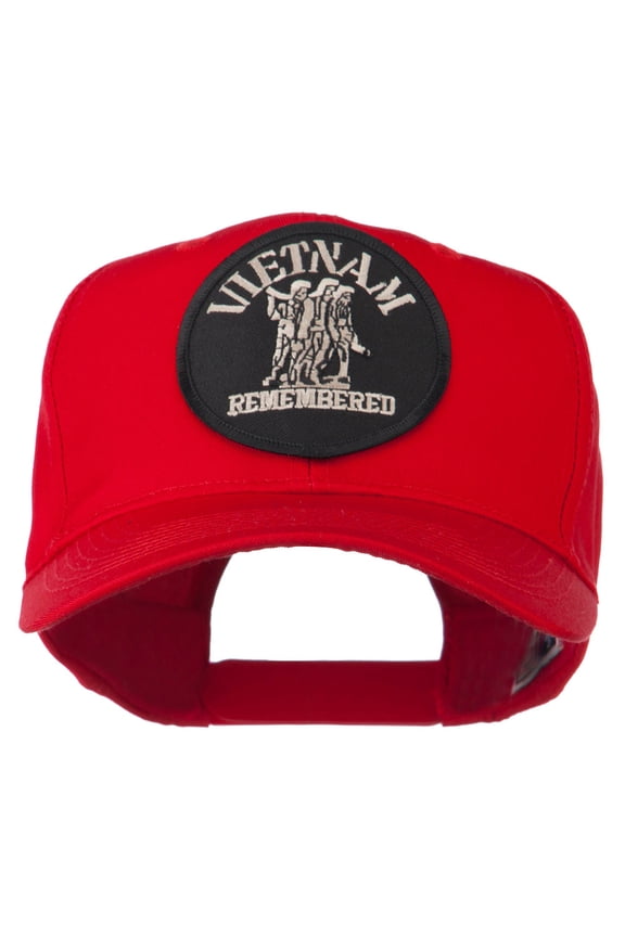 Vietnam Remembered Military Patched High Profile Cap - Red OSFM