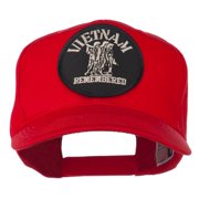 Vietnam Remembered Military Patched High Profile Cap - Red OSFM