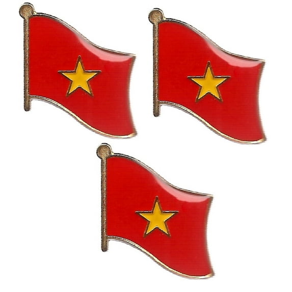 Vietnam Single Flag Lapel Pins, pack of 3