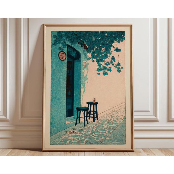 Vietnam Street Cafe Architecture Wall Art Print, Unframed Paper Poster 8x10in