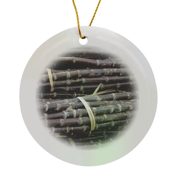 3drose, Vietnam. Sugar Cane for Sale at Dong Ba Market, Hue, Thua Thien–hue, Circle Porcelain Ornament