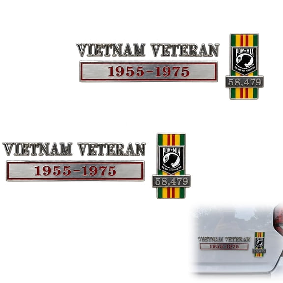 Vietnam Veteran 1955–1975 Car Emblem Metal Badge, 3D Memorial Veteran Tribute Chrome Auto Decal, Patriotic Military Emblem for Car Truck SUV Motorcycle