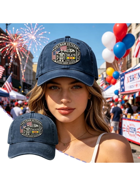 Vietnam Veteran Cap, Adjustable Baseball Hat for Men, Embroidered Tribute Gift for Vietnam War Veterans, Blue