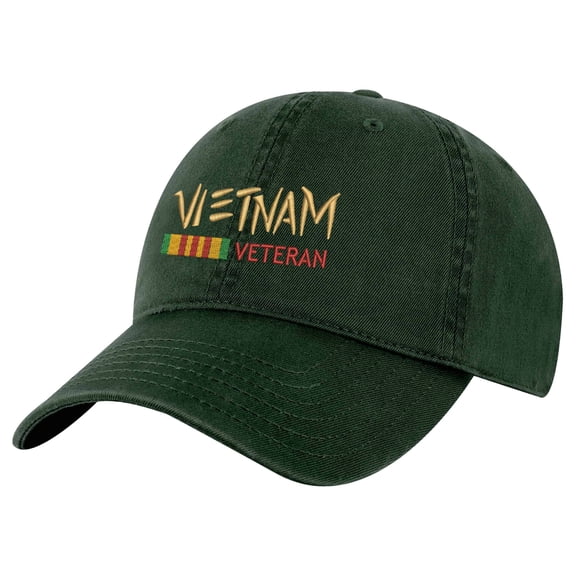 Vietnam Baseball Cap - 100% Cotton Dad Hat - Embroidered Military Veteran Strapback Cap (AlpineGreen)