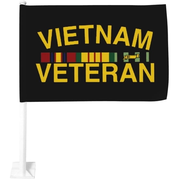 Vietnam Veteran Double Sided Car Flag Car Window Vehicle Flag for Most Vehicle Window 12"X18" Flag
