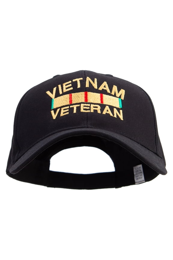 Vietnam Veteran Embroidered Big Size High Profile Twill Cap - Black XL-3XL