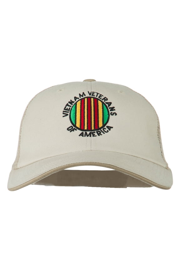 Vietnam Veteran Embroidered Big Size Mesh Cap - Putty Beige XL-3XL